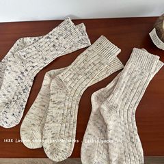 秋冬粗針點子紗襪子加厚粗線襪日系中筒襪男女長筒襪韓版ins情侶