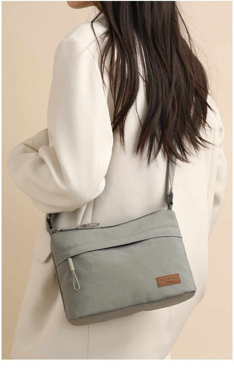 Semplice borsa a tracolla monospalla in nylon tinta unita per donna, modello 2024, multifunzionale, casual, impermeabile, portatile e alla moda._voghion.com