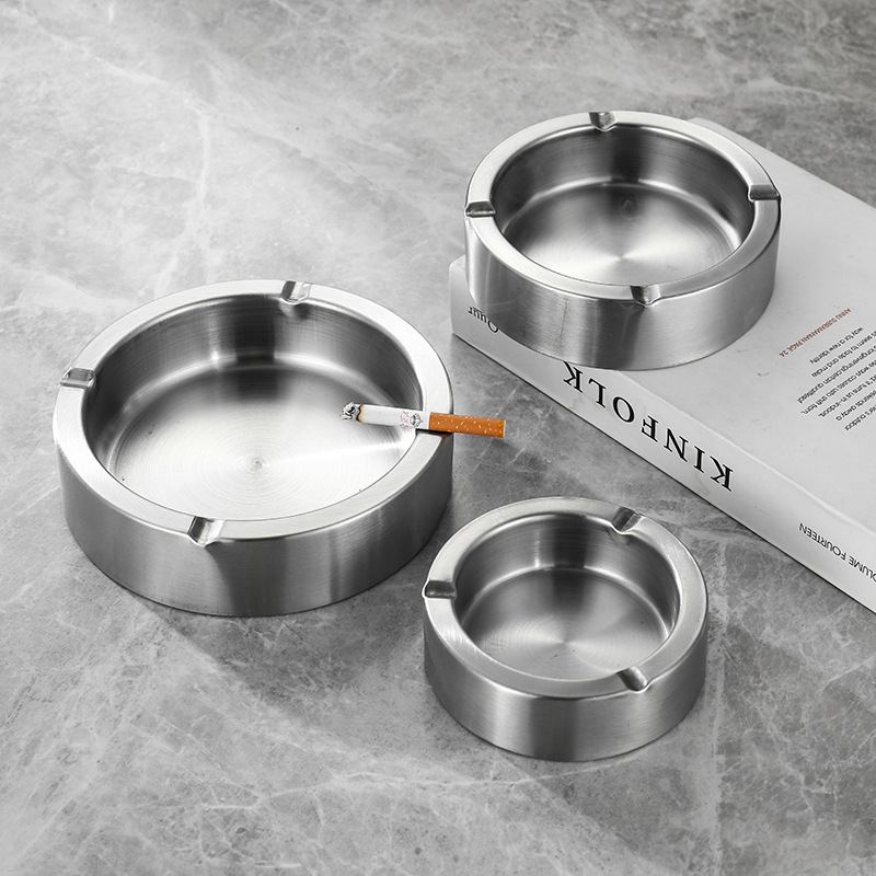 Cenicero de acero inoxidable para el hogar del hotel, cibercafé, sala de estar para el hogar, engrosamiento de metal, gran cenicero personalizado a prueba de caídas, creatividad