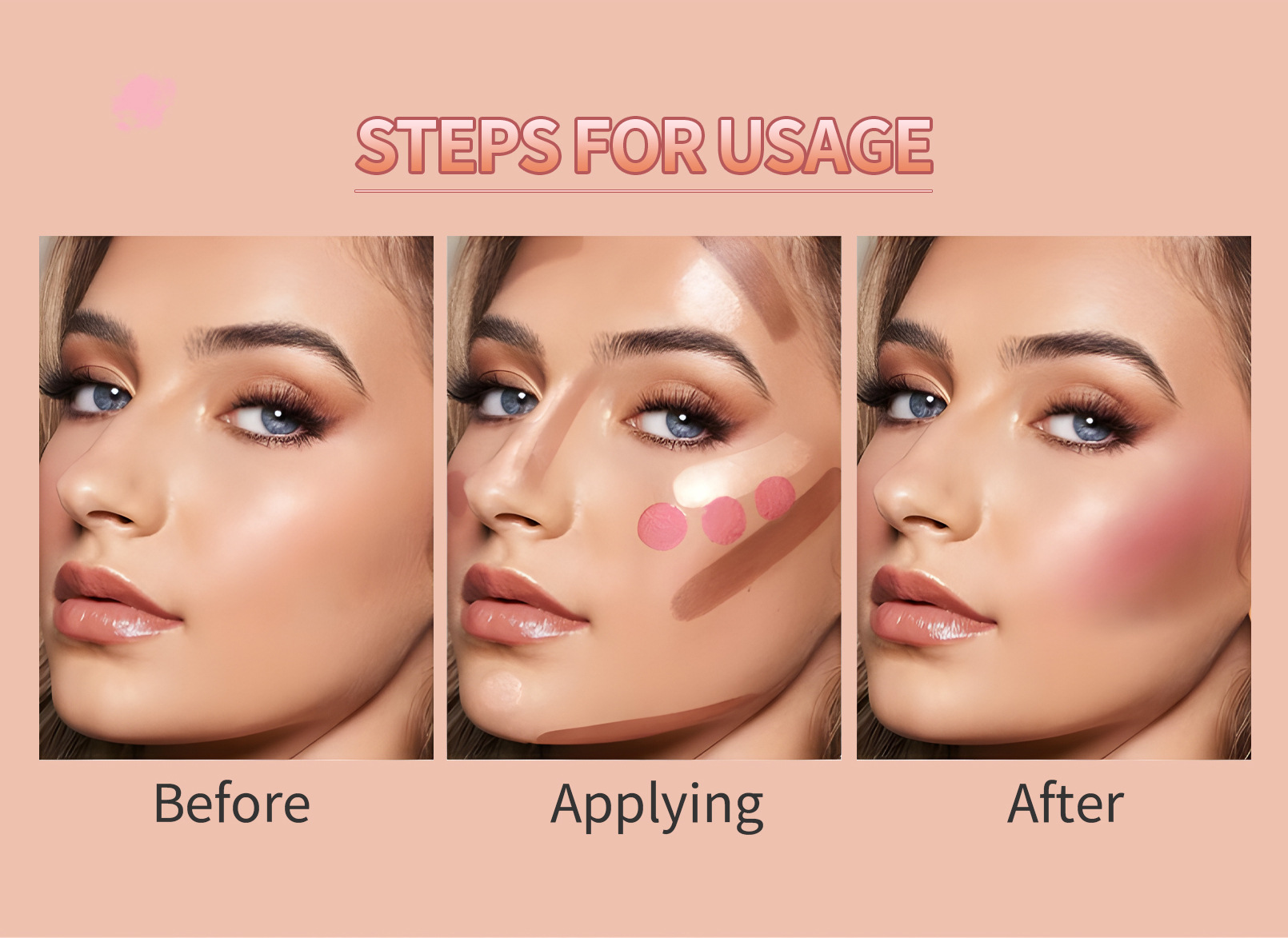 Hellokiss Multi-color Highlighter Blush Makeup Stick Bronzer Three-dimensional Natural Brightening Multi-functional Contouring stick undefined