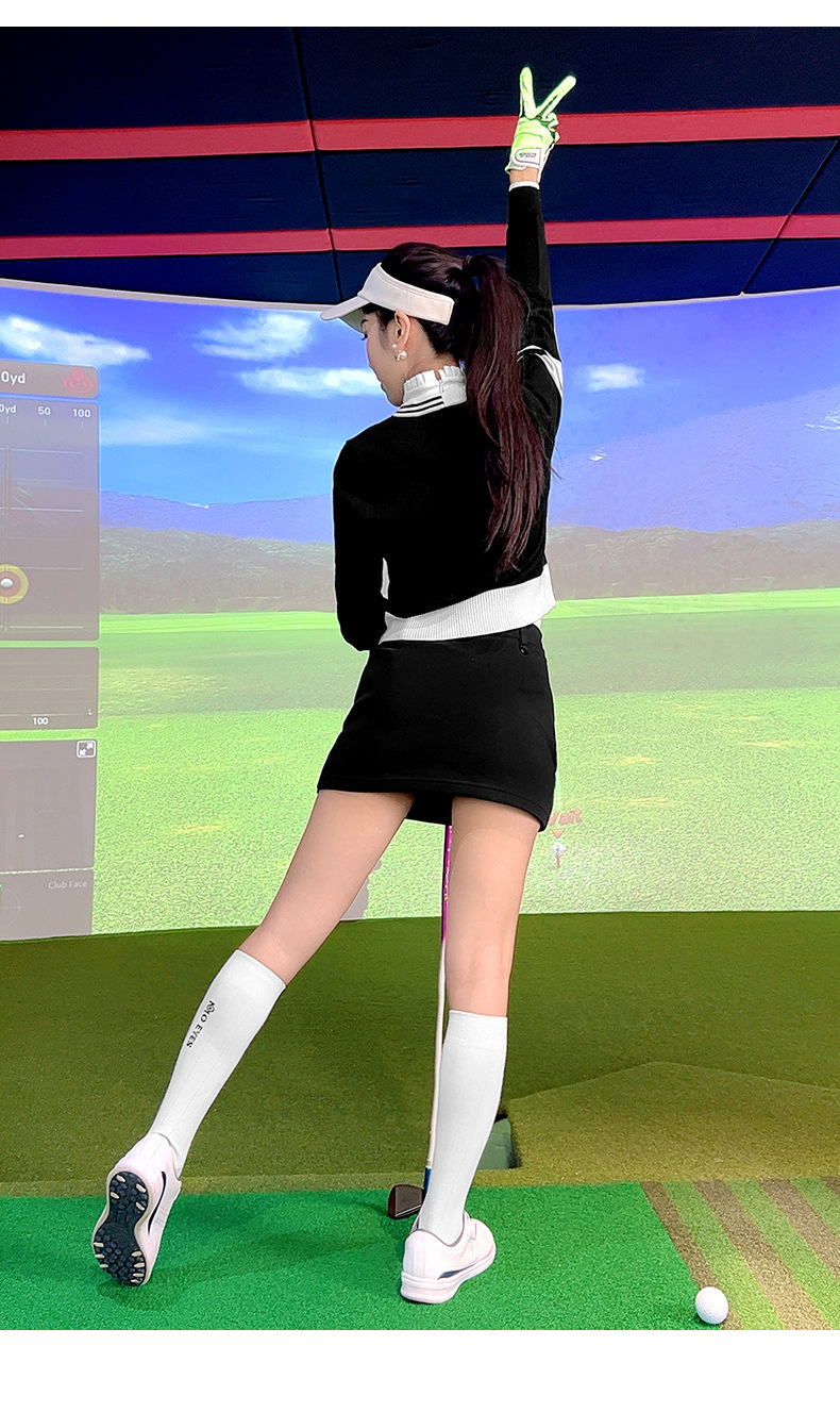 Áo khoác len nữ PGM dệt kim co giãn ấm áp dành cho golf — YF753 [vải co giãn/kết cấu khác nhau ở mặt sau] áo khoác len màu đen chi tiết 14