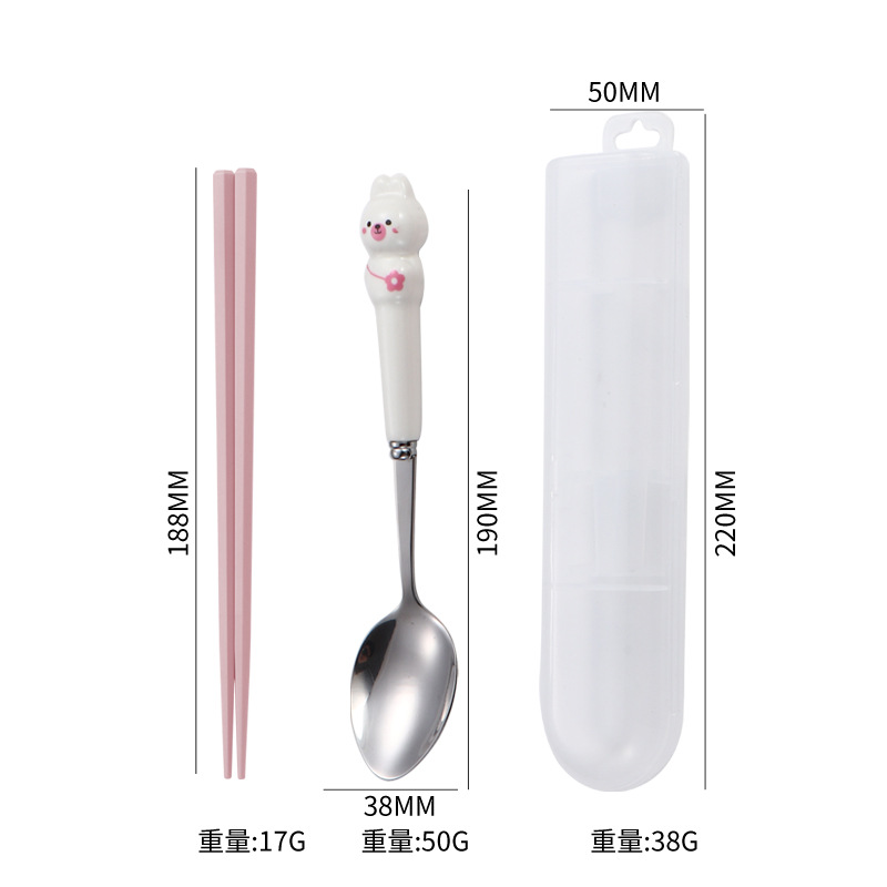 모에 토끼 흰색 [젓가락 팁 스푼 세트]