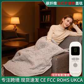跨境碳纤维电热毯亚马逊日本美规欧标发热盖毯可水洗法兰绒加热毯