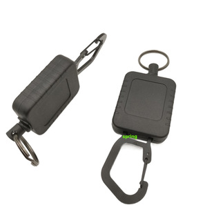 New black mountaineering buckle rectangular easy pull buckle wire rope retractable key chain square easy pull