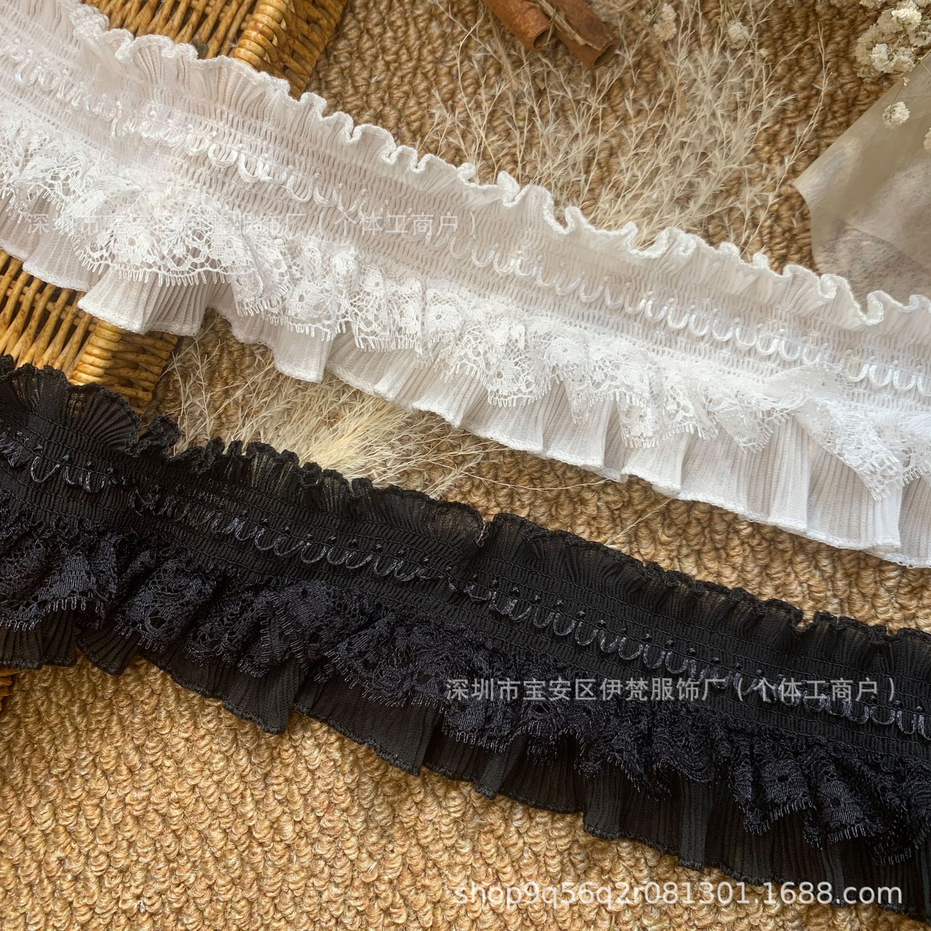 9cm 더블 레이어 쉬폰 탄성 주름 레이스 액세서리 아기 옷 커프 스커트 의류 diy 재료 고품질