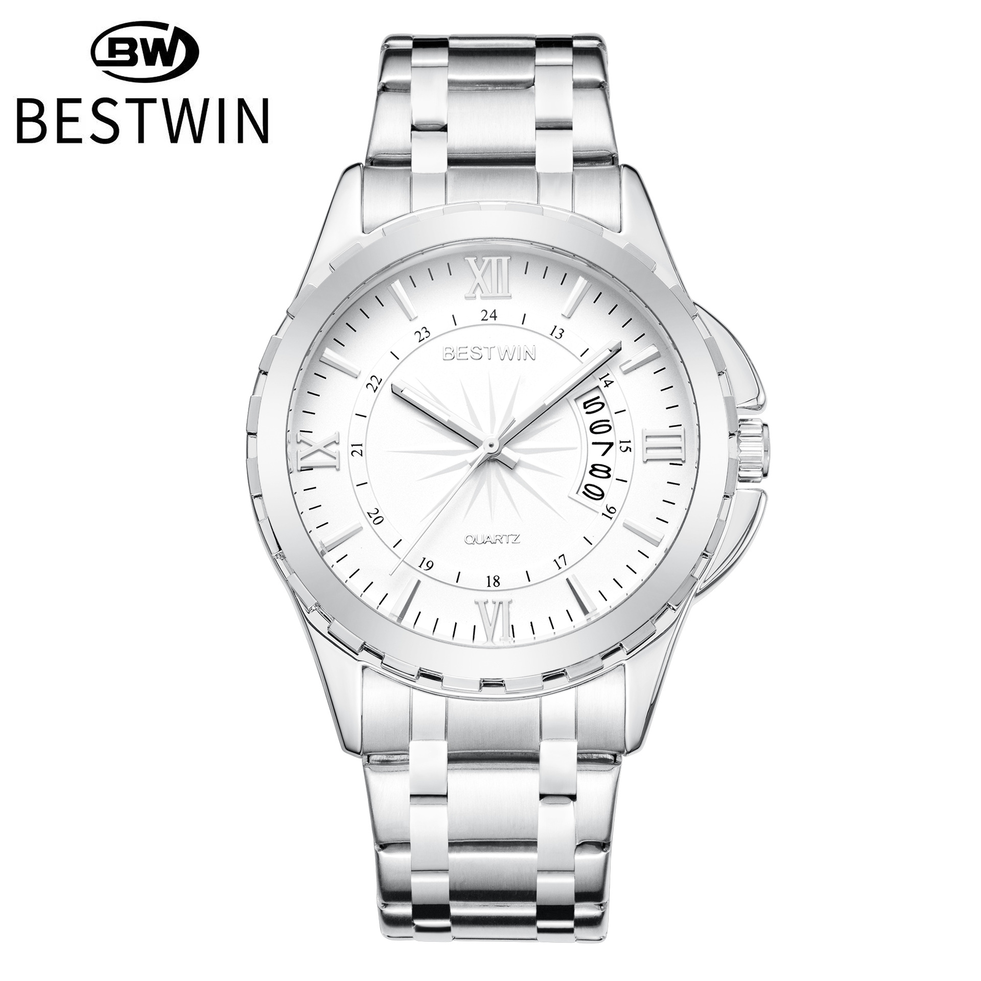 Nuevo calendario de comercio exterior reloj para hombre plato giratorio atmosférico Golden Boss BESTWIN reloj de cuarzo impermeable transfronterizo 129