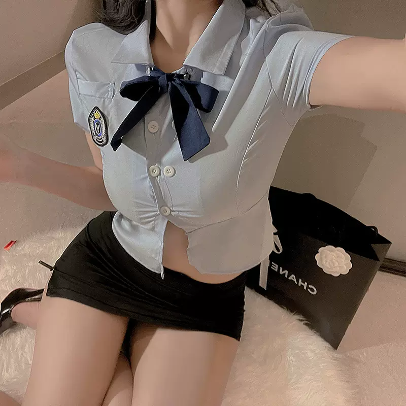 羽芙岚情趣内衣性感女警职业套装角色扮演学生紧身制服诱惑OL教师