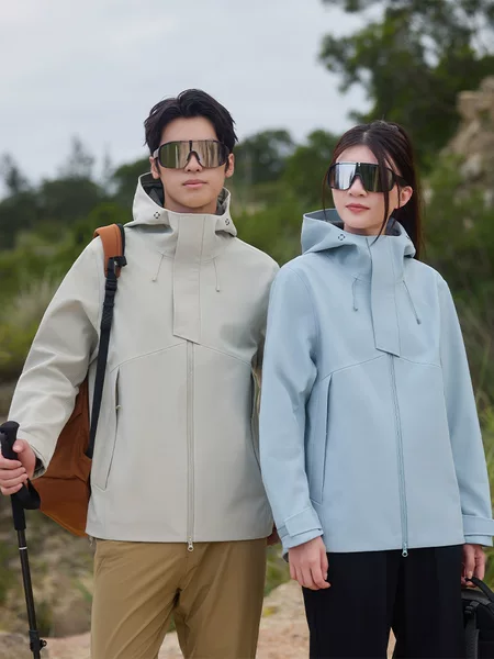 Waterproof Jacket with Taped Seams, Fleece-Lined for Warmth, Magnetic Snap, Mountain-Style Hiking Jacket with Hood, Unisex Windbreaker Coat