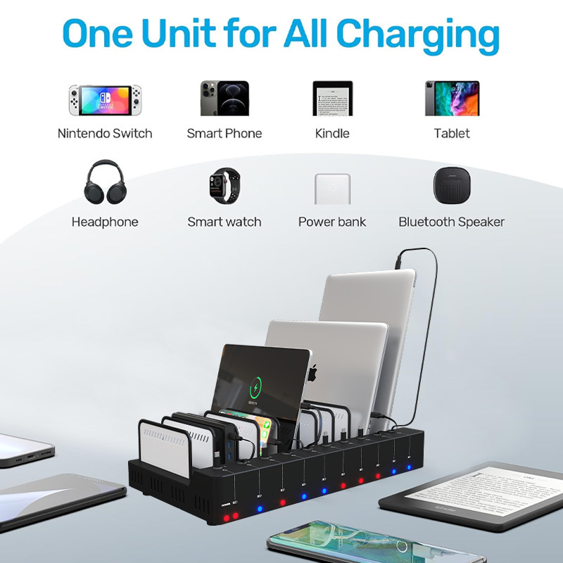 360W Pd Usb-C Multi-Device Charging Station, Centralized Charging Cabinet for Laptops and Tablets, School Classroom and Office Use 360W Pd Usb-C Multi-Device Charging Station, Centralized Charging Cabinet for Laptops and Tablets, School Classroom and Office Use