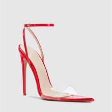 跨境欧美时装凉鞋 尖头PVC细跟罗马女鞋sandals women heel