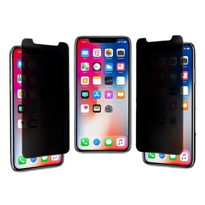 For iphone16 half-screen slotted thick black anti-peep tempered film 15 half-screen open mobile phone protective film Apple 13