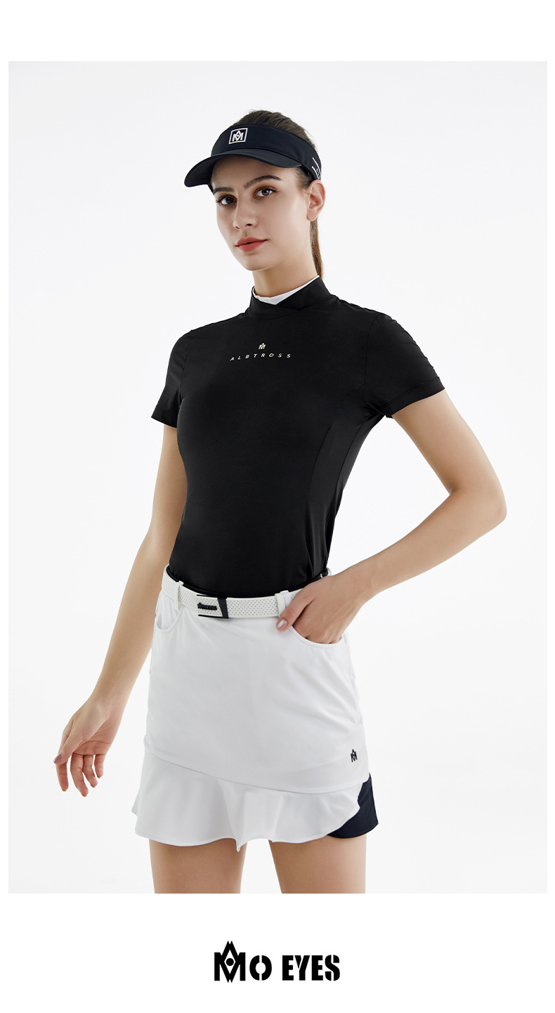 Áo thun nữ tay ngắn co giãn dây kéo sau lưng thể thao golf — M23YF013-Áo màu trắng, M23YF012-Áo màu đen, M23YF012-Áo màu trắng, M23QZ002-Váy ngắn màu trắng chi tiết 10