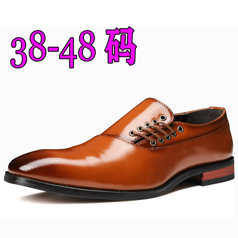 Мужская обувь, модная деловая повседневная обувь, формальные кожаные туфли, весенние низкие Туфли с начесом и острым носком сбоку, шнуровка, большие размеры, трансграничный кожаный прилив