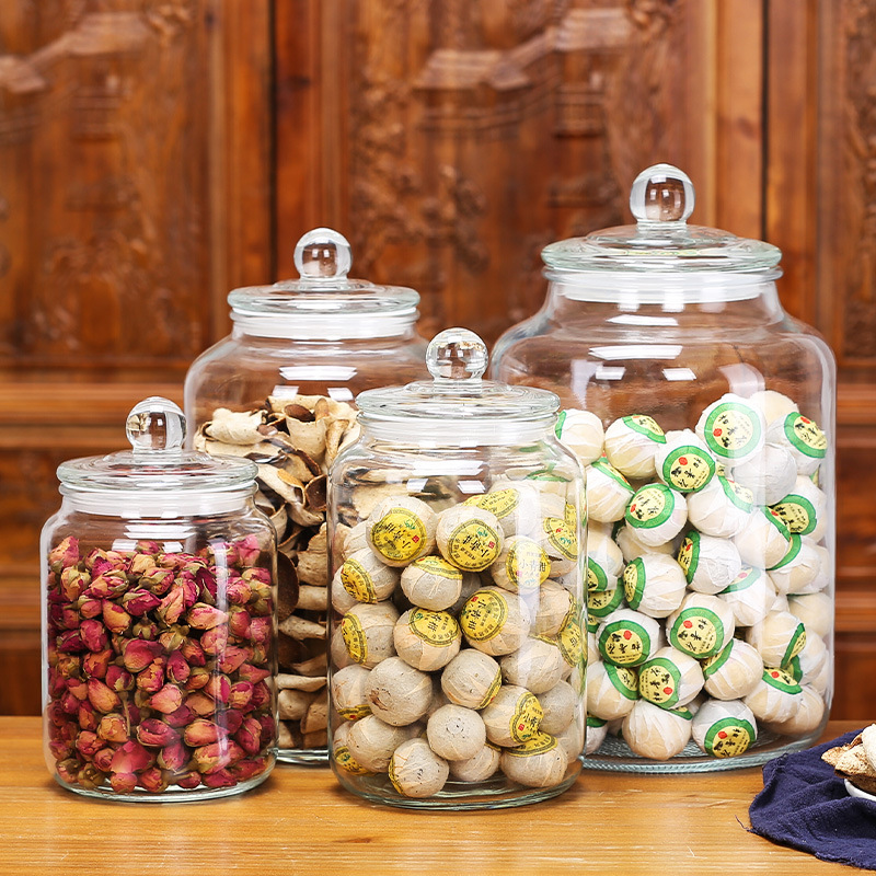 Wholesale Kitchen Universal Jar Storage Dry Goods Chili Sauce Candy Yellow Peach Thickened Insect-proof Food Grade Glass Sealed Jar