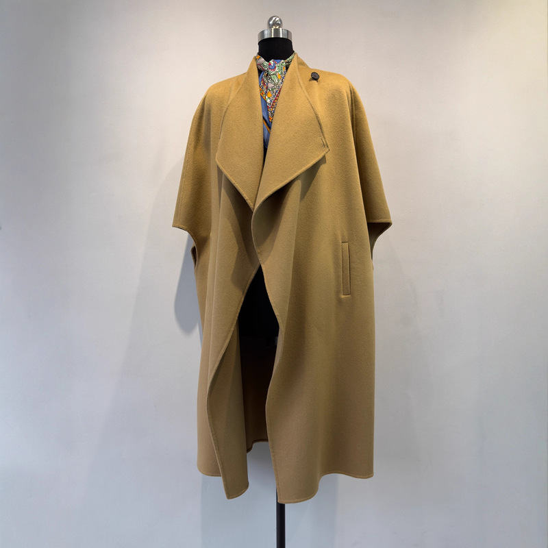 Customized~Ju Light g Home Purely Handmade Luxury Ji Mink Velvet Silk Wool Double-Sided Woolen Cape Coat Jacket Women's Autumn and Winter