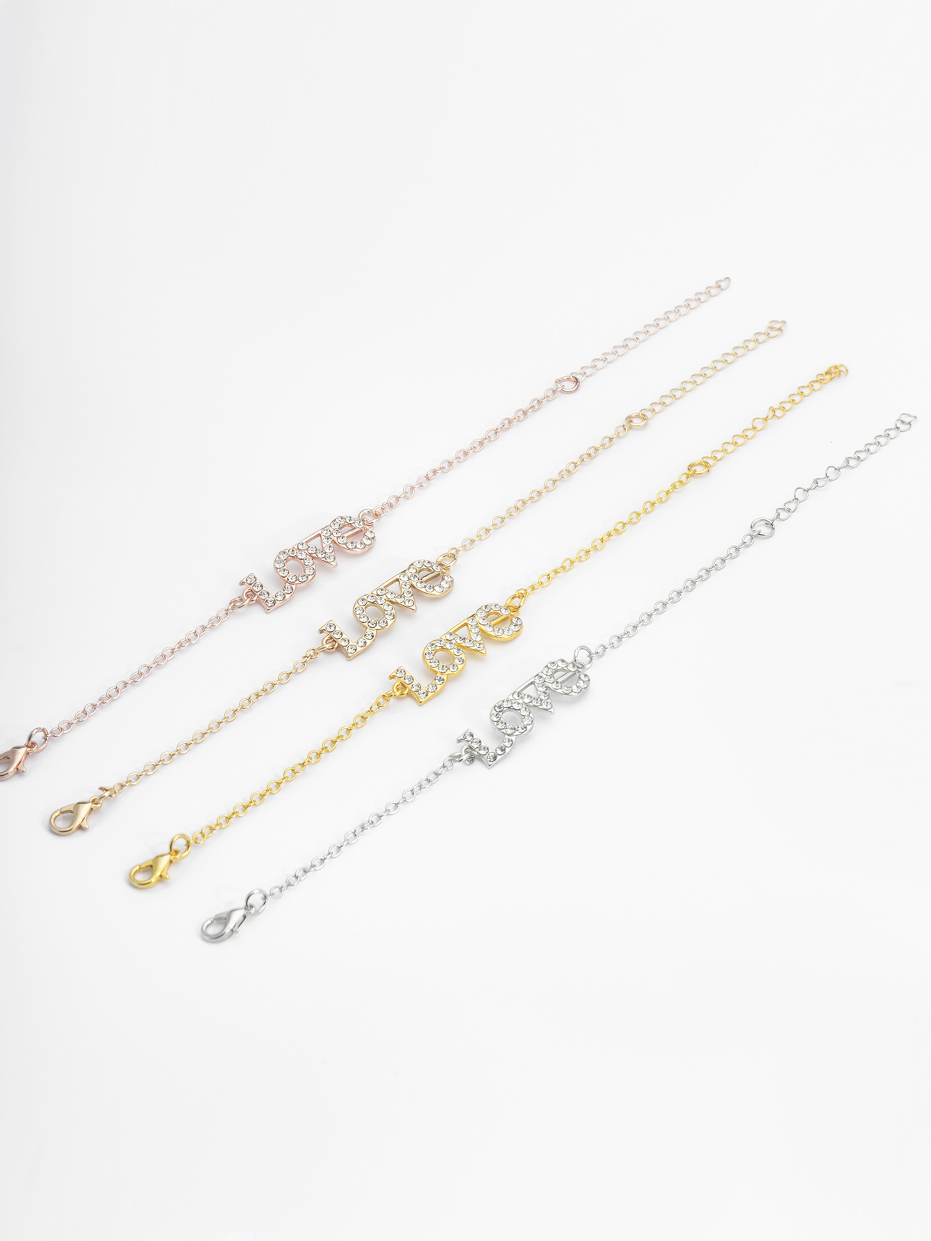 10g Weight Alloy, Rhinestones Pendant Material Rhinestones Inlay Material Bracelets Classification Alloy Chain Material 1 Piece Quantity Holiday, Daily, Street Occasion Alloy Material Letter Pattern Women's Gender Inlay Design Lady Style Lady Letter Rhinestones Alloy Wholesale Bracelets 无