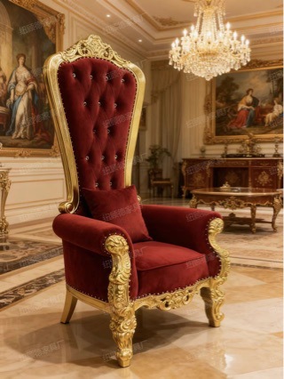 新款美人鱼实木宽肩高背椅 豪华时尚单人沙发 酒店沙发椅