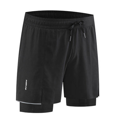 2024 Summer New Men's Two-Piece Sports Shorts Running Pants with Inner Liner Five-Finger Pants Training Pants