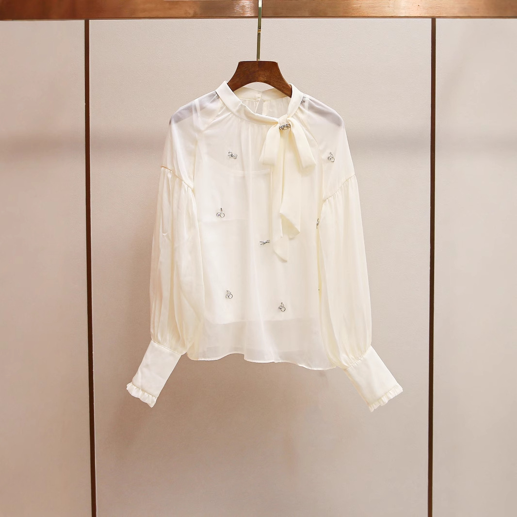 Spring elegant shirt with bow