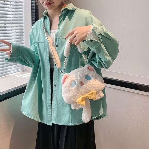 New  Winter Lolita Plush Shoulder Bag Youyou Cat Animal Doll Bag JK Crossbody Soft Cute Handbag