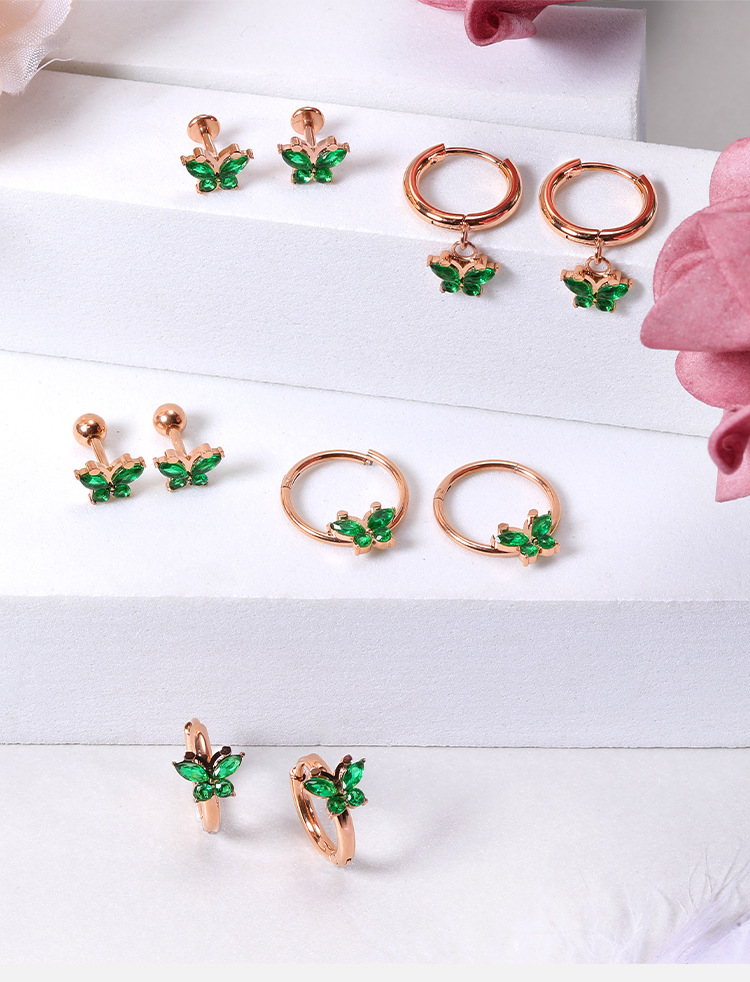 Zesen High Quality Zircon Stainless Steel Stud Earrings Butterfly Design All-match Ear Jewelry detail image 10
