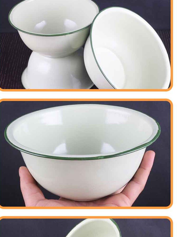 Enamel Nostalgic Instant Noodle Bowl Dormitory Large Bowl Thickened Moon Breakfast Baby Food High Temperature Resistant Very Simple