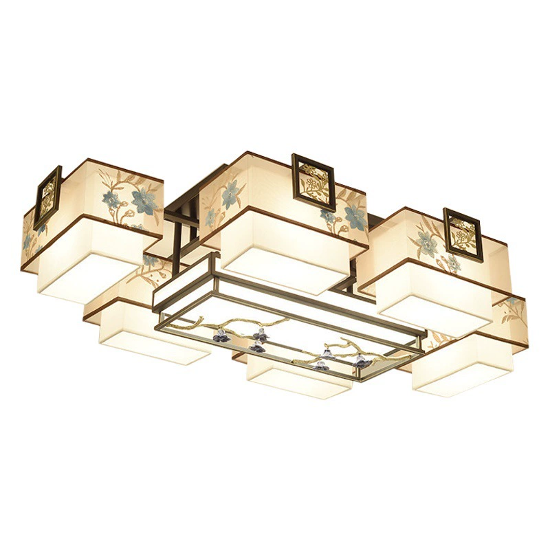 Новый Китайский Потолочный Светильник Китайский Стиль Гостиная Лампа Прямоугольная Простая Современная Атмосфера Ресторан Спальня Лампа Пакет Лампы