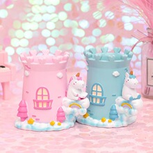 创意新款独角兽笔筒少女心学生朋友闺蜜礼品桌面收纳摆件树脂工艺