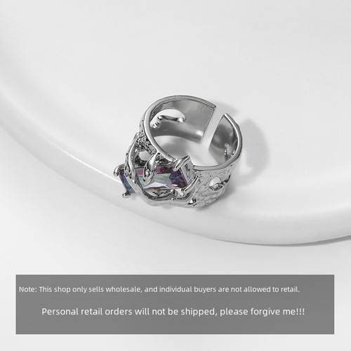 Original Zirconia Opened Couple's Ring, Instagram Trendy, Cool Niche Design, High-End, Cool Couple's Ring