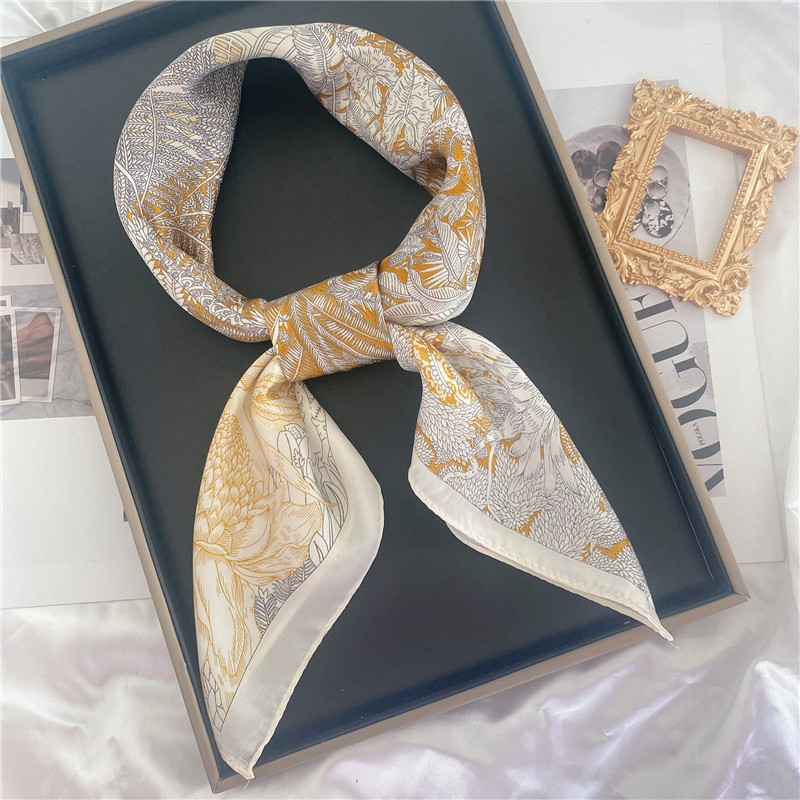 50g Weight Silk Scarf Classification Casual, Daily, Shopping Occasion Satin Material Letter, Flower Pattern Spring&Summer Season Women's Gender Elegant Style Women's Elegant Letter Flower Satin Silk Scarf 14