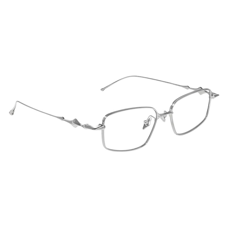 2024年新作GMメタルメガネフレーム、男性用、タン・ジアンと同じスタイル、女性用シルバースクエアスターメガネフレーム、度付き対応可能