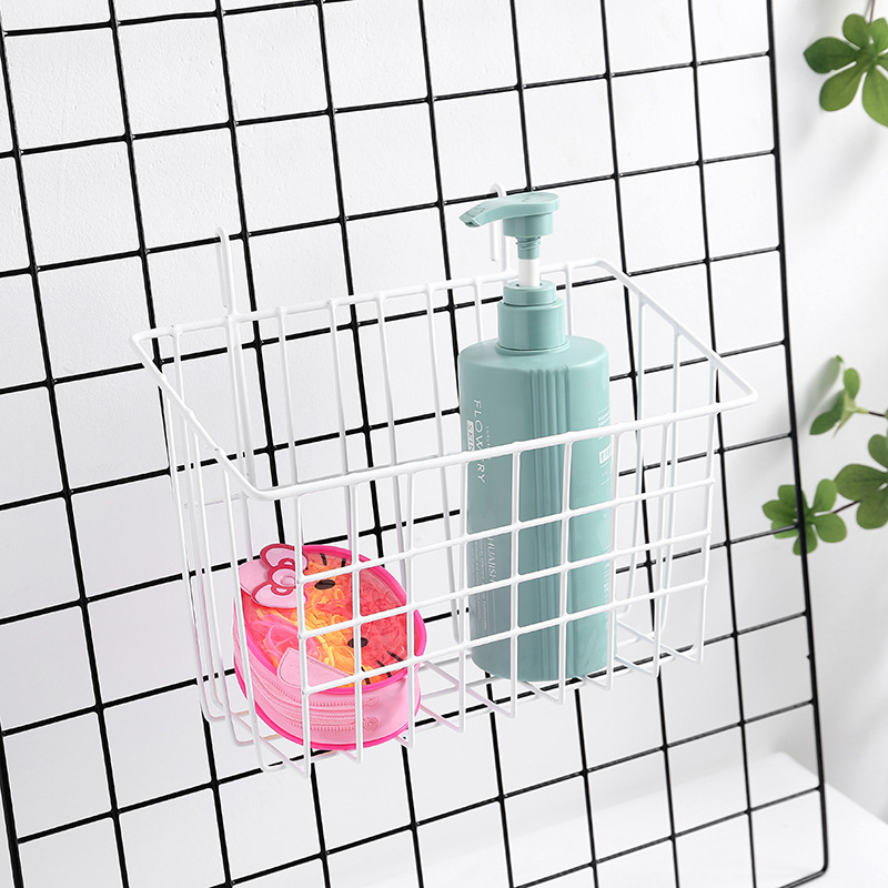 Wrought iron hanging basket, wire mesh, supermarket kitchen storage basket, dipped plastic wall hanging rack, mesh storage, cross-border