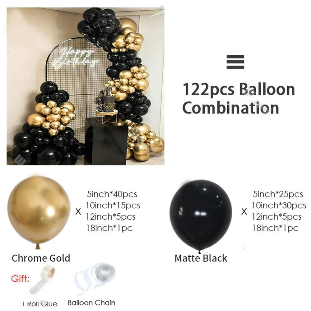 Hot sale Amazon black gold balloon birthday party celebration graduation Bachelor wedding baby shower anniversary