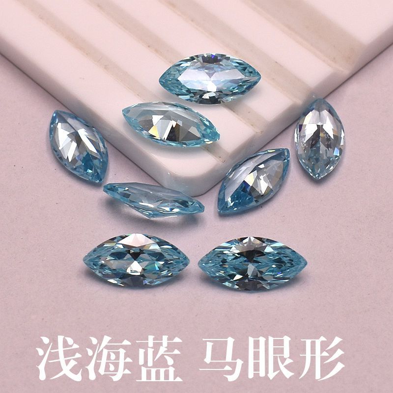 Marquise-Shaped Light Sea Blue Zircon Loose Stone, Lake Blue Gemstone Wholesale, Swiss Diamond, Sea Blue Gemstone Marquise Loose Stone Marquise-Shaped Light Sea Blue Zircon Loose Stone, Lake Blue Gemstone Wholesale, Swiss Diamond, Sea Blue Gemstone Marquise Loose Stone