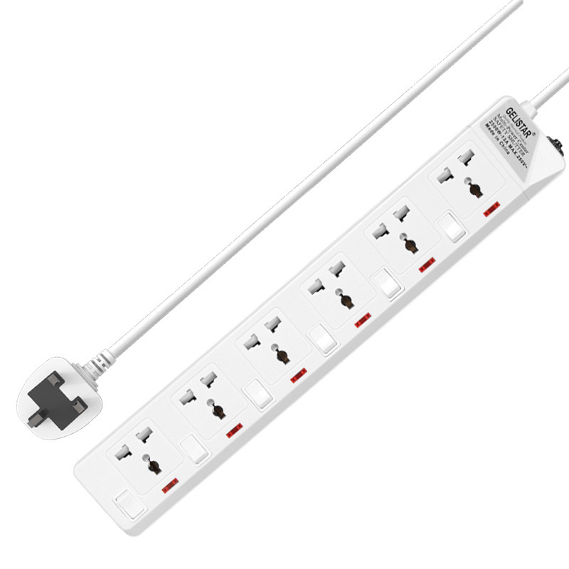 亚马逊热销外贸插座6插口厂家批发移动式高品质多孔带多开关插排