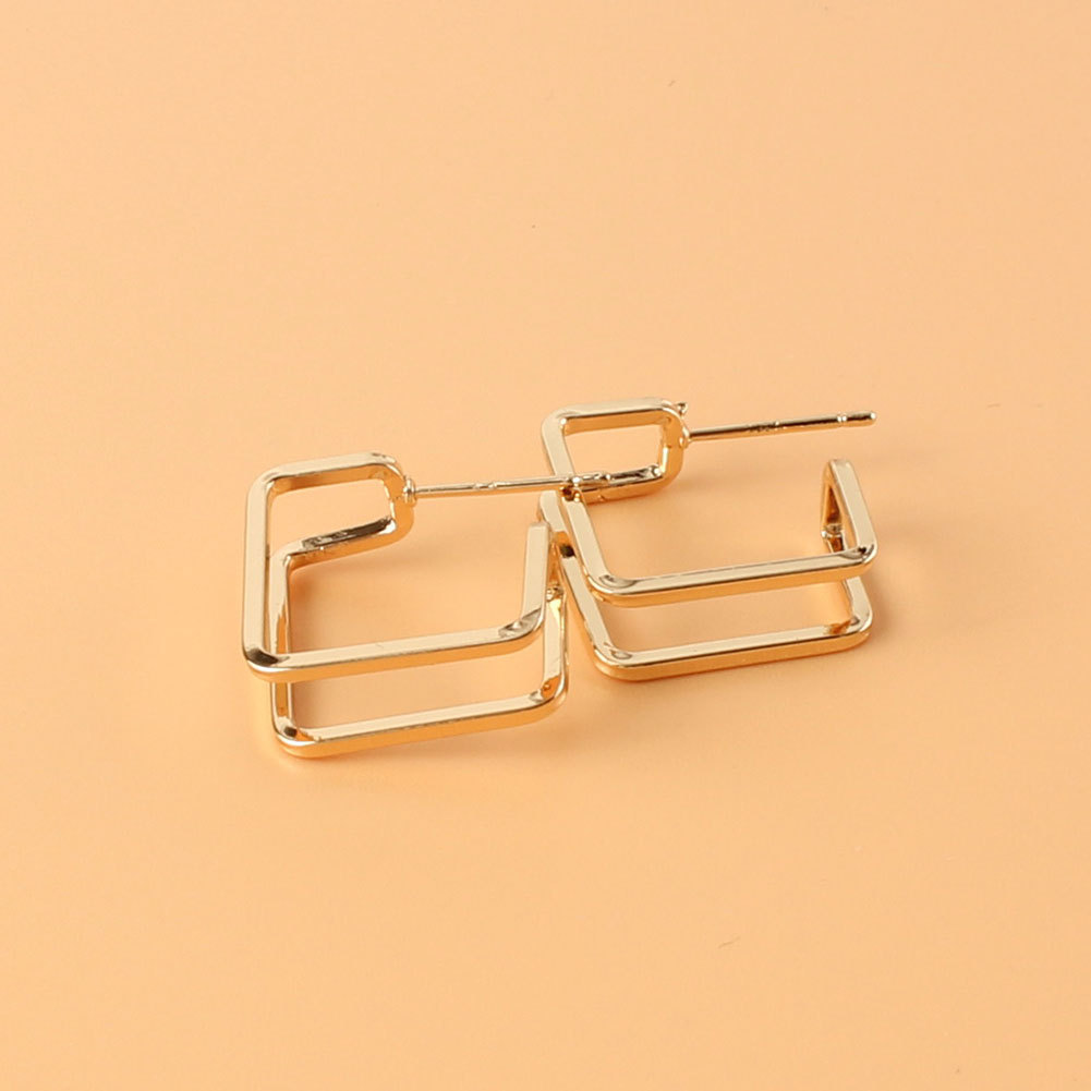 Retro Alloy Geometric Hollow Square Earrings display picture 3