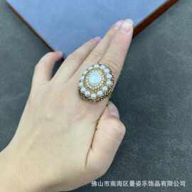 直播新品天然巴洛克珍珠戒指 欧美个性时尚保色真金电镀戒指首饰