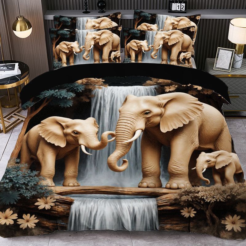 TEMU / JIT abrasión impresión digital rosa roja elefante mariposa suave quilt kit fabricante de origen transfronterizo