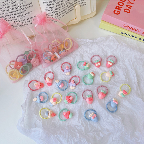 Children's hair accessories set of 10 elastic bands, hair-friendly for babies, cute hair clips, baby hair ties