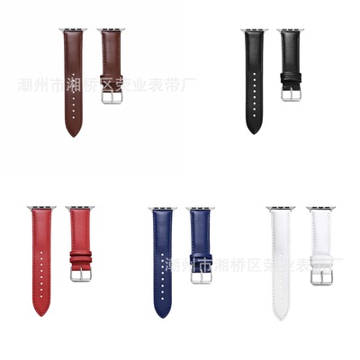 工厂现货适用苹果手表iwatch7/6/5/4/3/se代针纹真牛皮苹果表带|ru