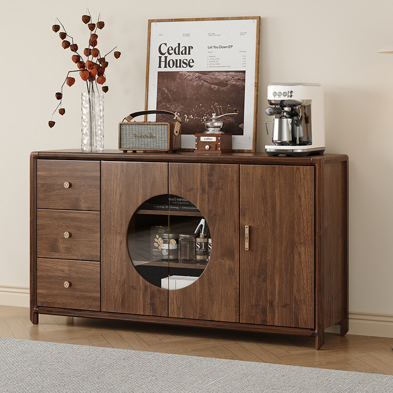 Gabinete de comedor nuevo estilo chino de madera sólida hervir el armario de vino del comedor armario de almacenamiento armario de sala de estar integrado contra la pared armario de té para el hogar