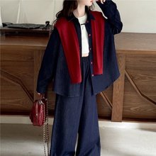 女童牛仔衬衫套装秋冬款2025新款儿童韩系穿搭洋气时尚中大童秋装