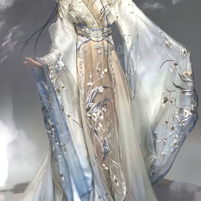 Original Hanfu Ji Yue Yao Guang Improved Wei and Jin Dynasty Style Embroidery Heavy Craft Fairy Spring and Summer Hanfu for Women Super Fairy Style New Model