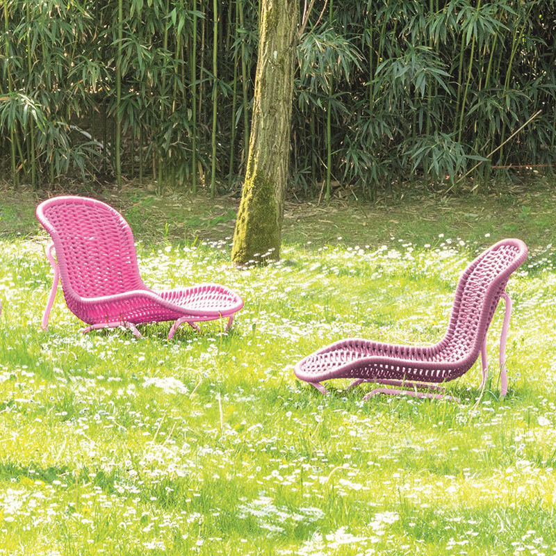 Balcón al aire libre silla de ratán hogar perezoso ocio silla mesa de té de tres piezas jardín al aire libre patio mesa y silla de ratán image 2