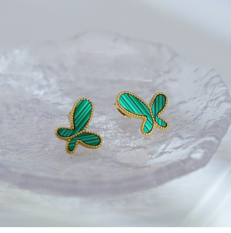 1 Pair Quantity Fashion Butterfly Titanium Steel Plating Ear Studs 1 Pair