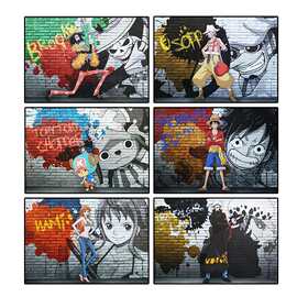 ONE PIECE人气动漫《海贼王》路飞海报印刷外贸帆布画DIY打印工厂