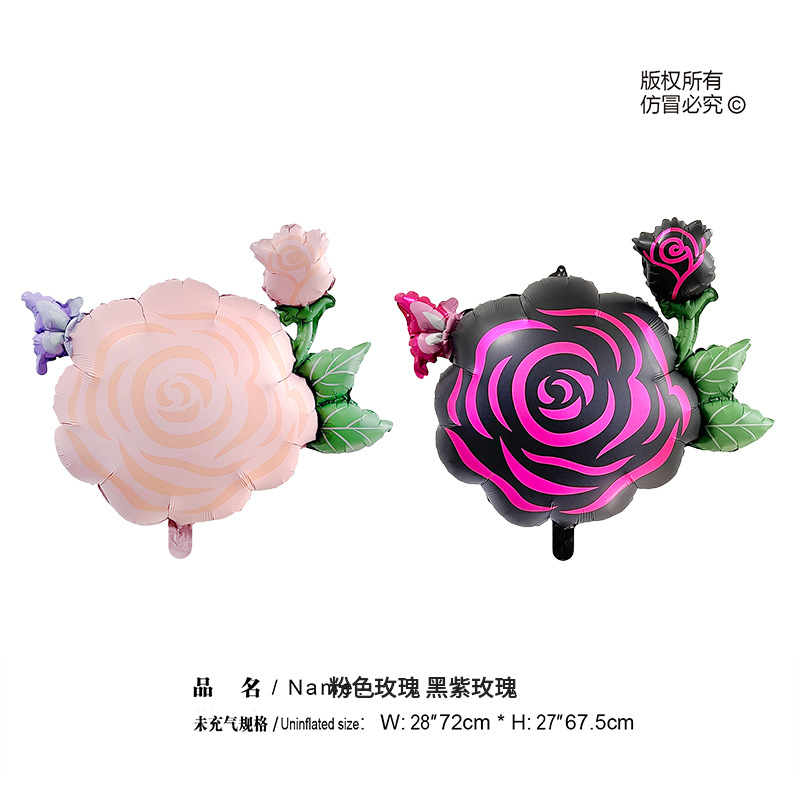 Inswind rosa girasol globo de flores rojo rosa púrpura flor película de aluminio decoración de escritorio image 3