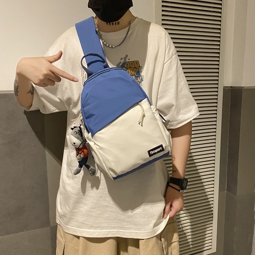 New fashionable casual male and female couple student sports shoulder bag Korean style cool workwear crossbody chest bag trendy