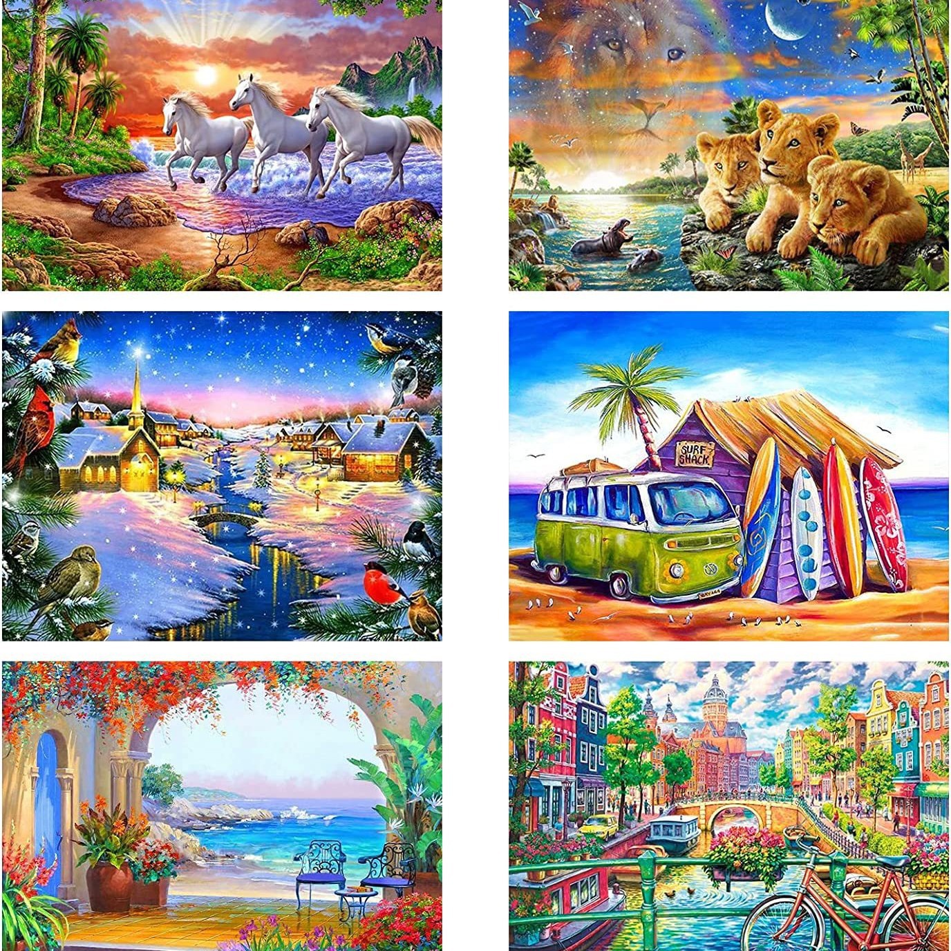 Juego de 6 piezas de pintura de diamante 5d pintura de mampostería diamante cuadrado completo diamond painting Amazon estilo caliente TEMU