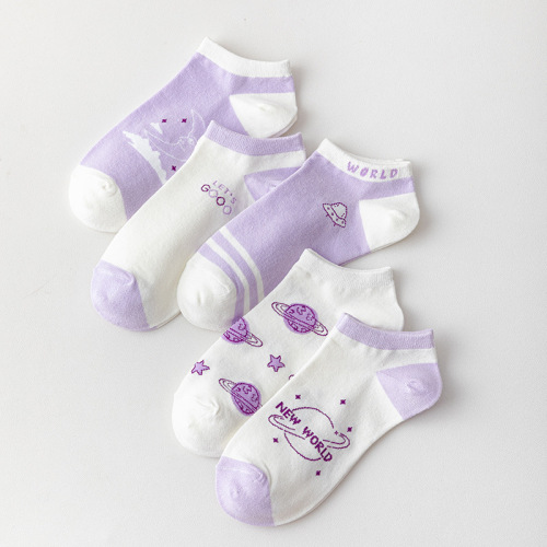 Women's crew socks, autumn thin shallow mouth boat socks, combed cotton, moisture-wicking, breathable low-cut short socks, summer women's socks